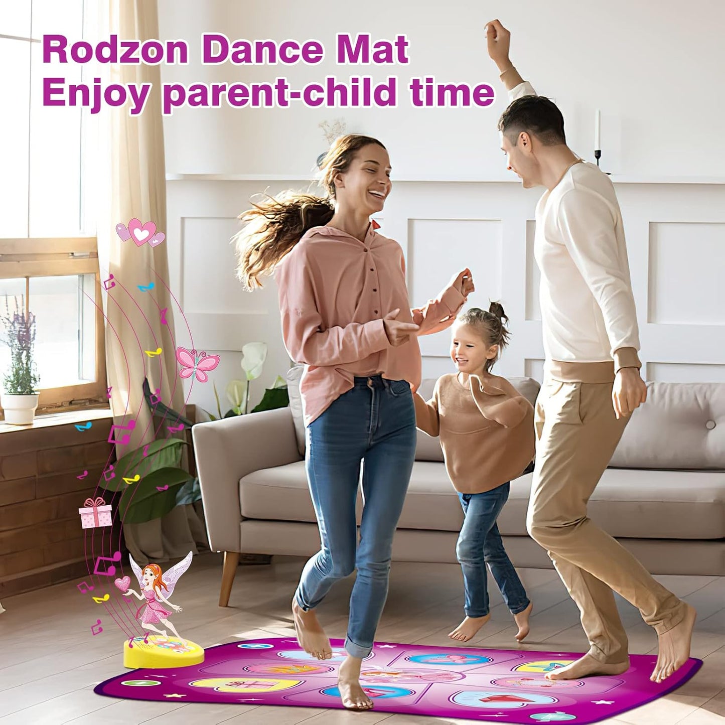 Dance Mat Toys for Girls, Play Mat with LED Lights, Adjustable Volume, 3 Game Modes, Built-in Music, Dance Game Pad Toy Christmas Birthday Gifts for 3 4 5 6 7 8 9+ years old kids