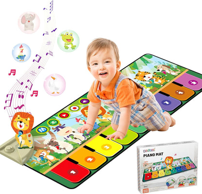 Rodzon Toys for 1-4 Year Old Boys Girls, Musical Play Mat with 9 Piano Keyboard, Piano Dance Mat Built in 19 Sounds & Recording Function for Toddlers Infant Kids Birthday Gifts Present Early Education
