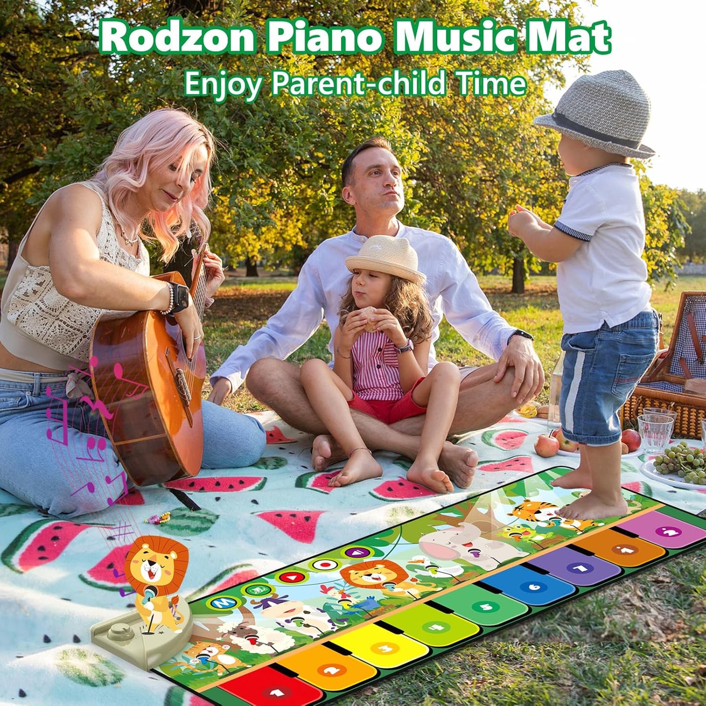 Rodzon Toys for 1-4 Year Old Boys Girls, Musical Play Mat with 9 Piano Keyboard, Piano Dance Mat Built in 19 Sounds & Recording Function for Toddlers Infant Kids Birthday Gifts Present Early Education