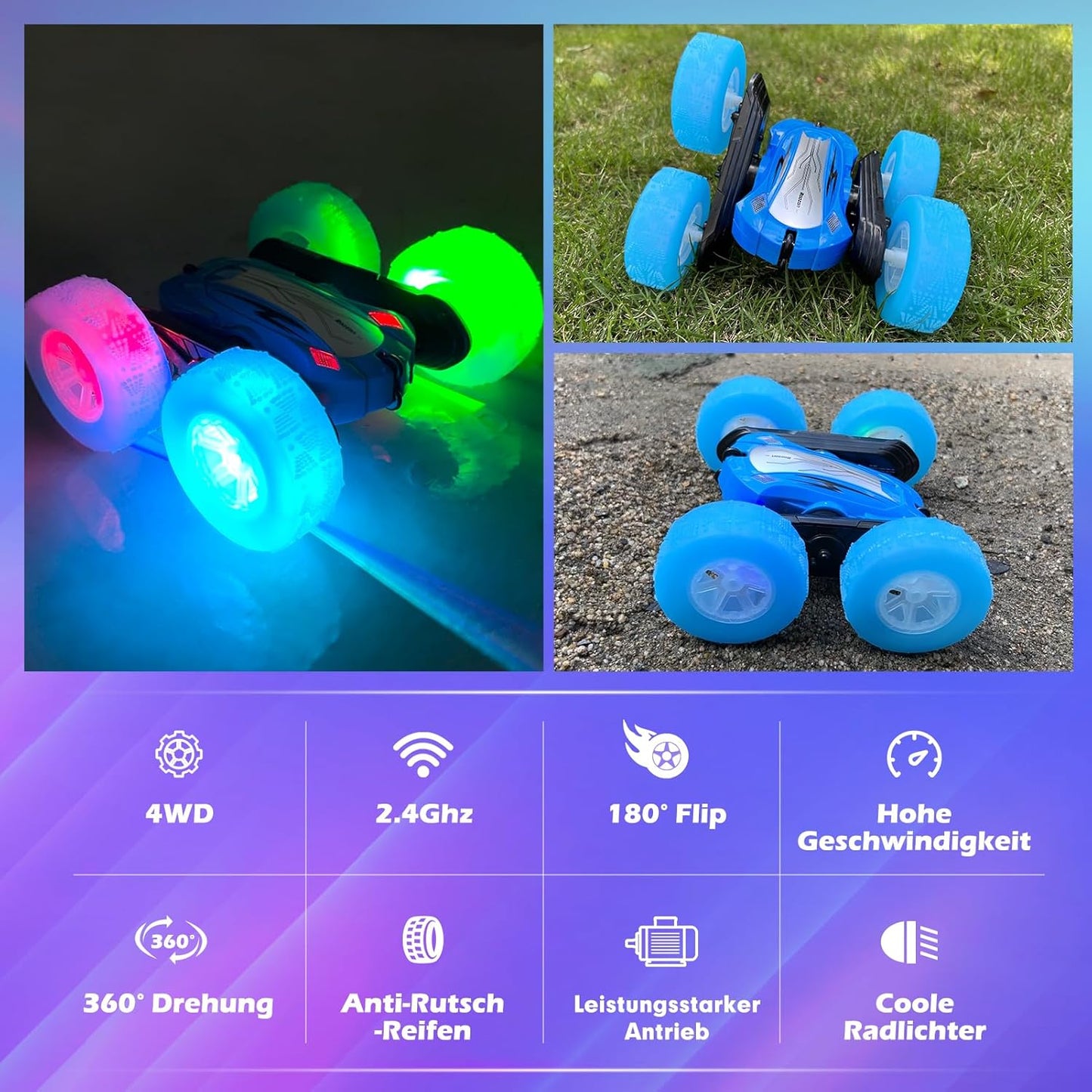 Rodzon Remote Control Cars for Kids Toys 6+ Years Old Boys,Stunt Cars Wheel Lights Rc Car,Christmas Birthday Gift Boy Girls Age 6+ Years